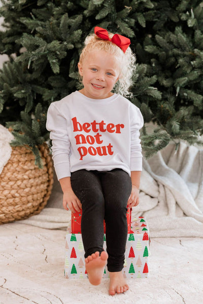 Kids Better Not Pout White Graphic Sweatshirt