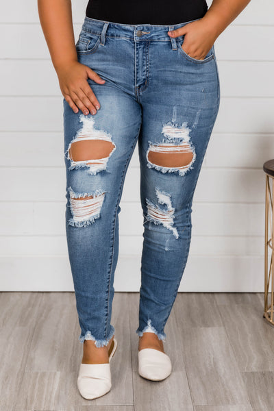 Sharon Distressed Jeans Medium Wash