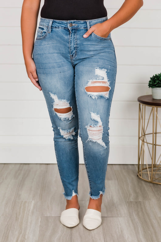 Sharon Distressed Jeans Medium Wash