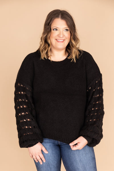 She's The Center Of Attention Black Sweater