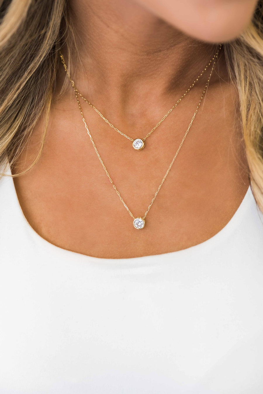 Shine So Bright Layered Rhinestone Necklace Gold
