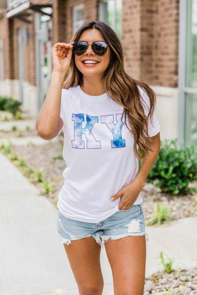 State Tie Dye Graphic Tee White