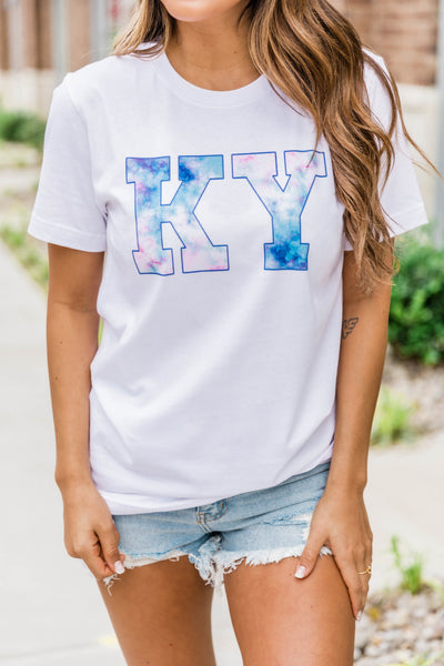 State Tie Dye Graphic Tee White