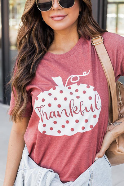 Thankful Polka Dot Pumpkin Graphic Tee