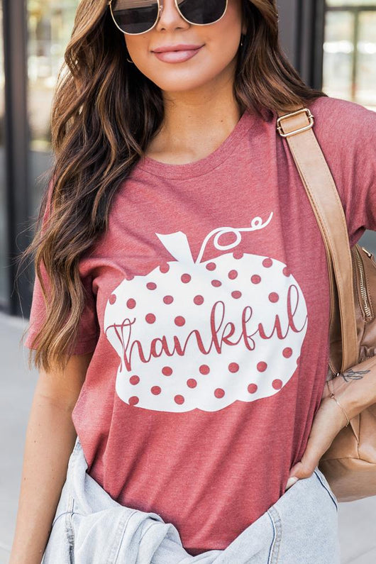 Thankful Polka Dot Pumpkin Graphic Tee
