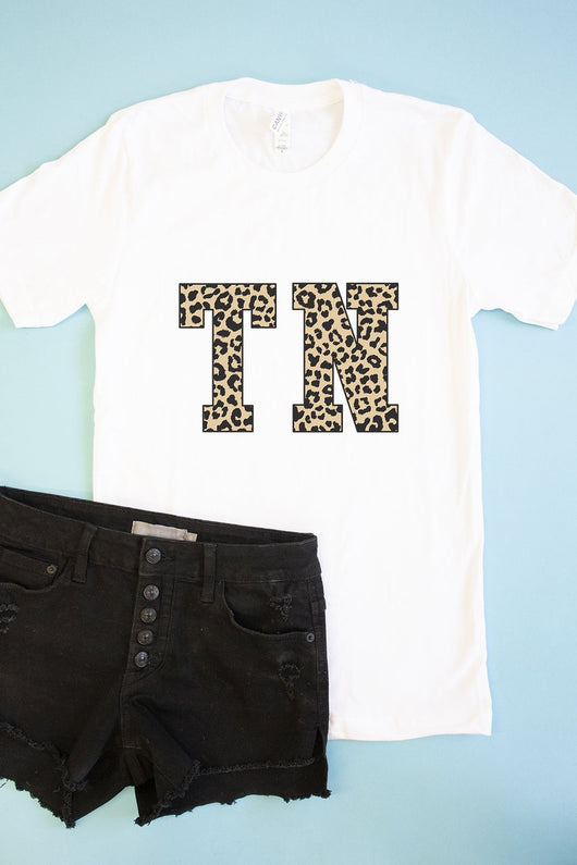 Leopard Printed State Letters Graphic Tee