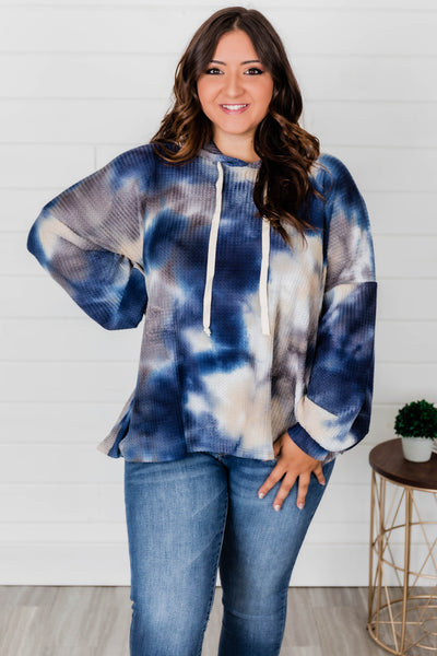 The Good Life Tie Dye Pullover Navy/Tan FINAL SALE