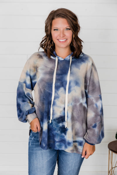 The Good Life Tie Dye Pullover Navy/Tan FINAL SALE