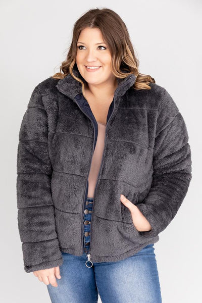 The History Of Us Puffer Charcoal Jacket