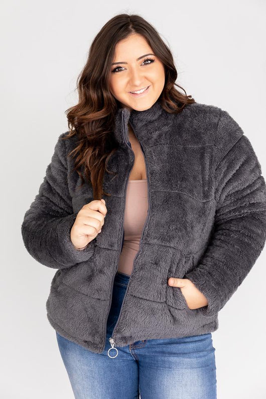 The History Of Us Puffer Charcoal Jacket