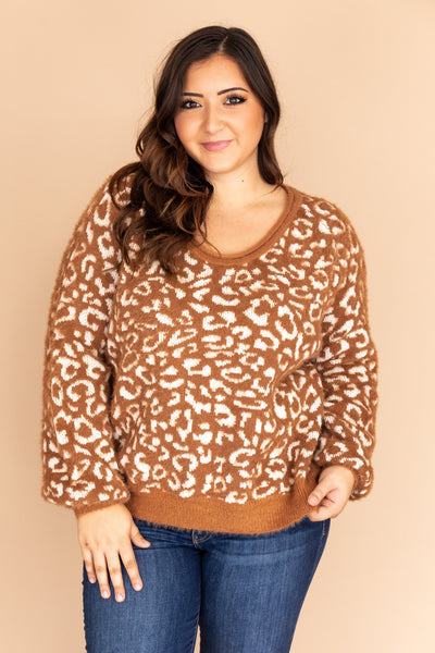 Time To Yourself Animal Print Brown Sweater FINAL SALE