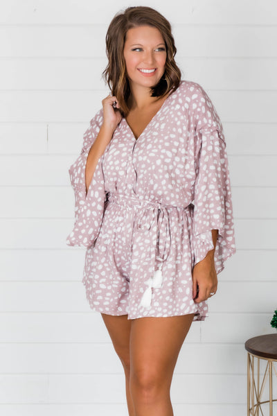 Trusting In You Dotted Romper Taupe
