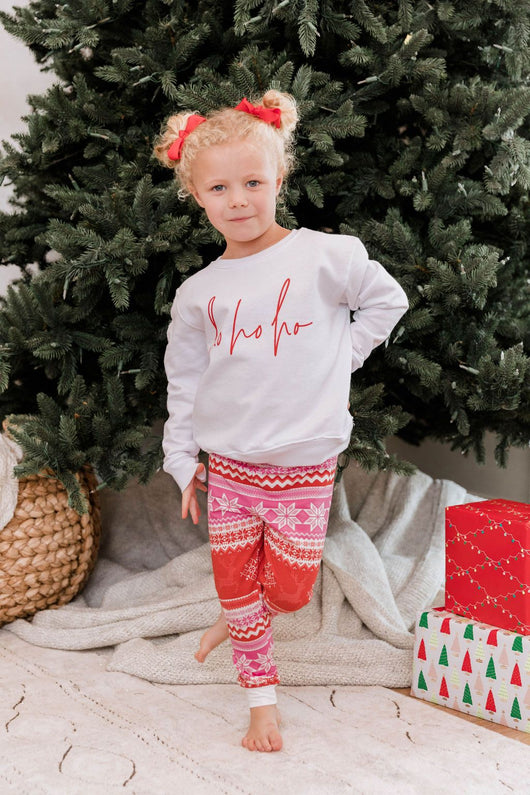 Kids Ho Ho Ho Script White Graphic Sweatshirt