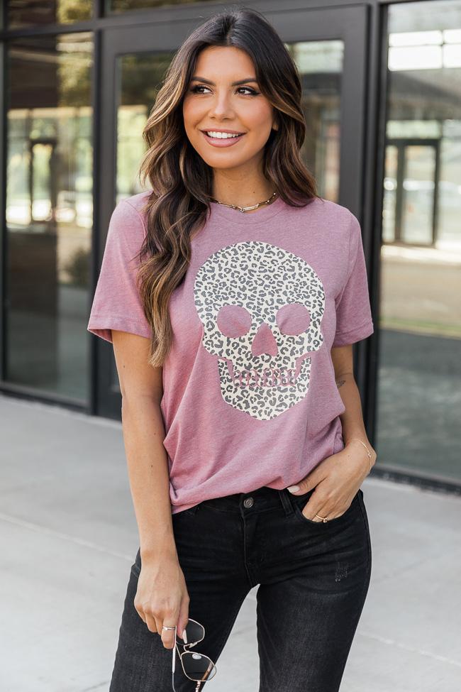 Animal Print Skull Mauve Graphic Tee
