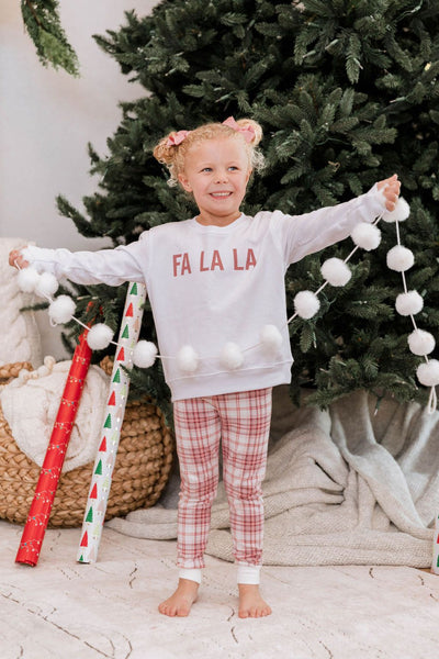 Kids Fa La La White Graphic Sweatshirt