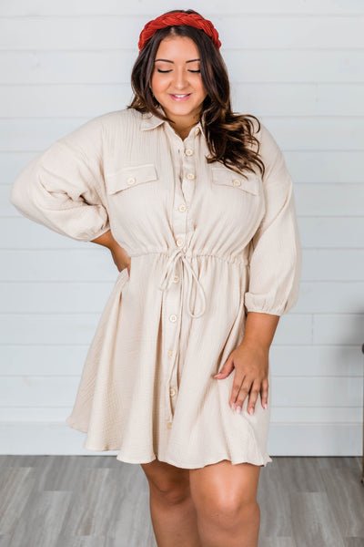 What I Like About You Shirt Dress Taupe
