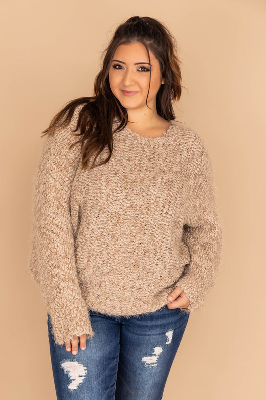 Whisper My Dreams To You Taupe Sweater