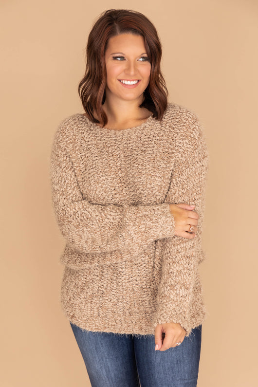 Whisper My Dreams To You Taupe Sweater
