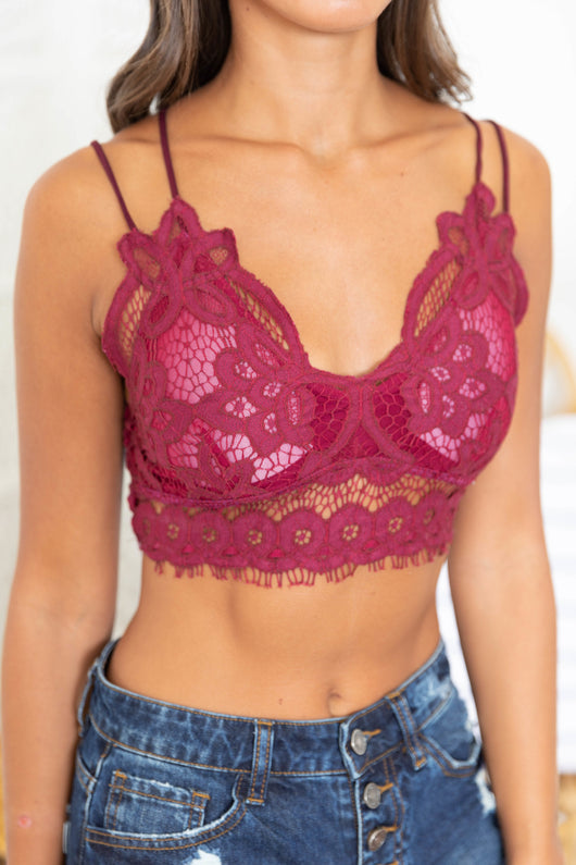 So This Is Love Burgundy Lace Bralette