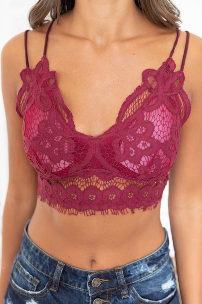 So This Is Love Burgundy Lace Bralette