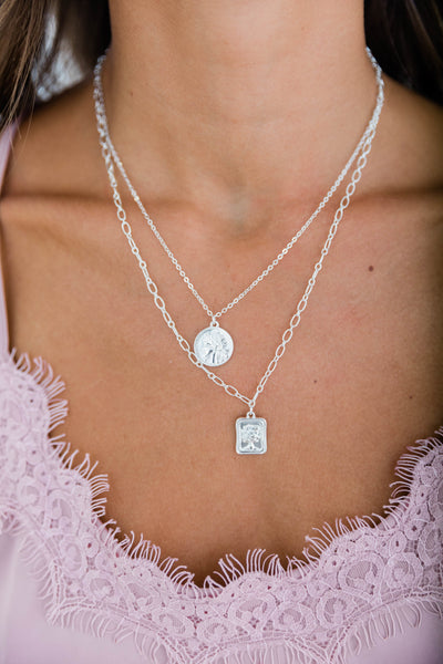 Priceless Memories Silver Layered Necklace
