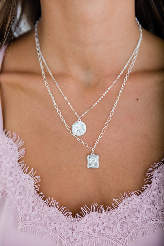 Priceless Memories Silver Layered Necklace