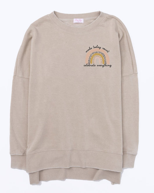 Make Today Count Light Tan Graphic Sweatshirt