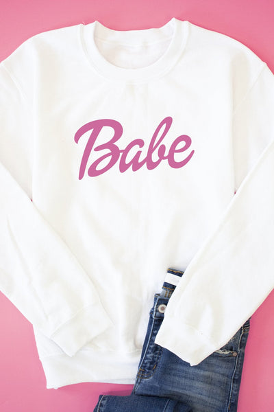 Babe White Graphic Sweatshirt