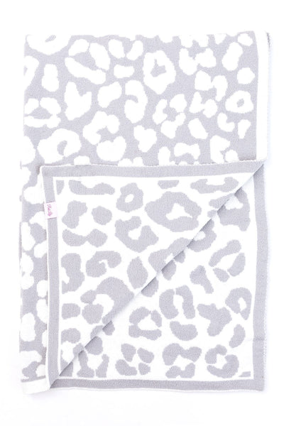 Keep You Warm Blanket Light Grey Leopard Print