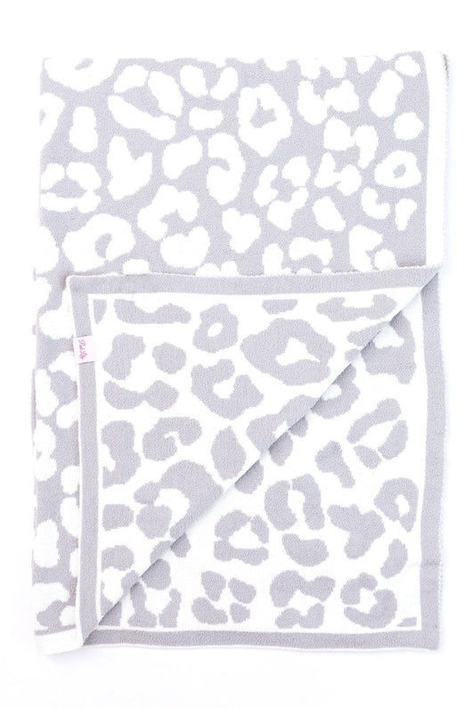 Keep You Warm Blanket Light Grey Leopard Print