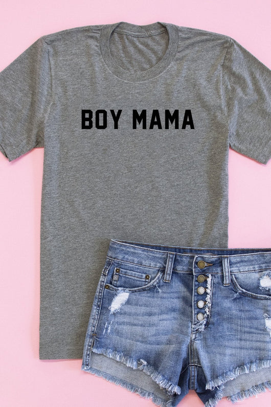 Boy Mama Graphic Tee Heather Grey