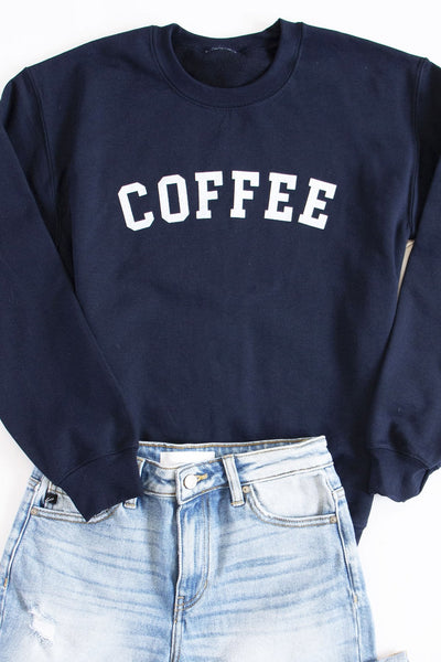 Coffee Varsity Graphic Navy Sweatshirt