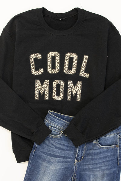 Cool Mom Animal Print Graphic Black Sweatshirt