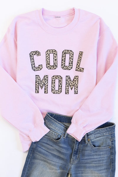 Cool Mom Animal Print Graphic Pink Sweatshirt
