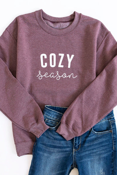 Cozy Season Dark Maroon Graphic Sweatshirt