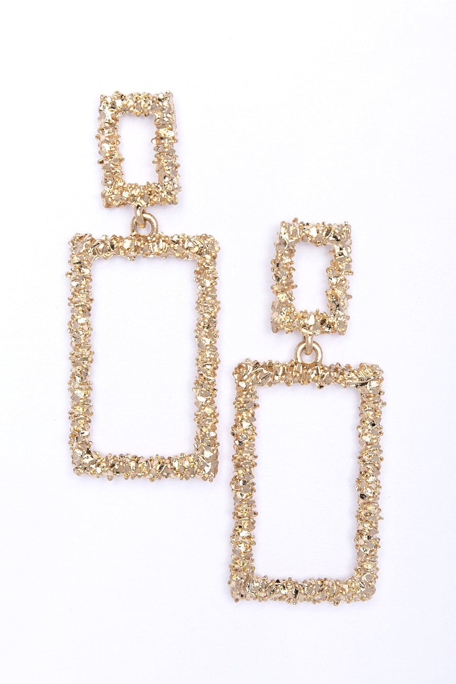 Complicated Love Rectangle Earrings Gold