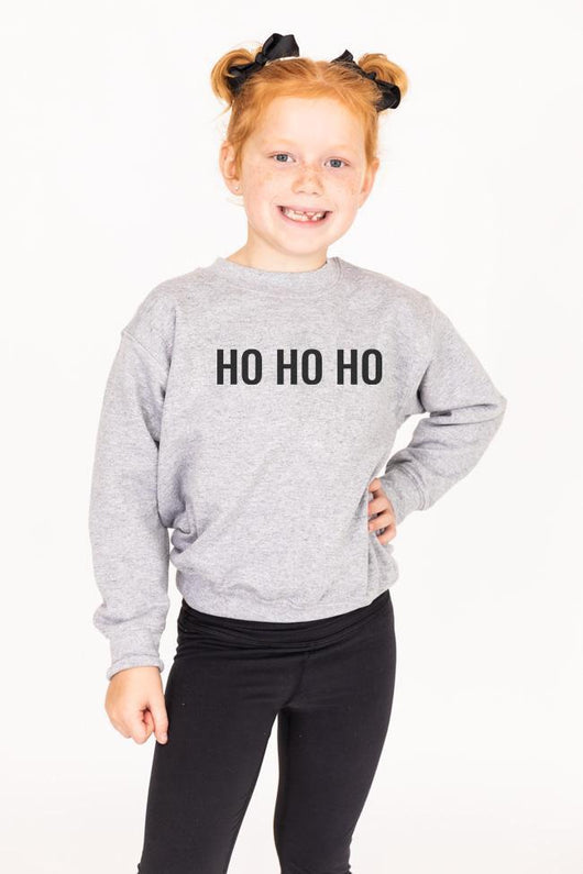 Kids Ho Ho Ho Block Grey Graphic Sweatshirt