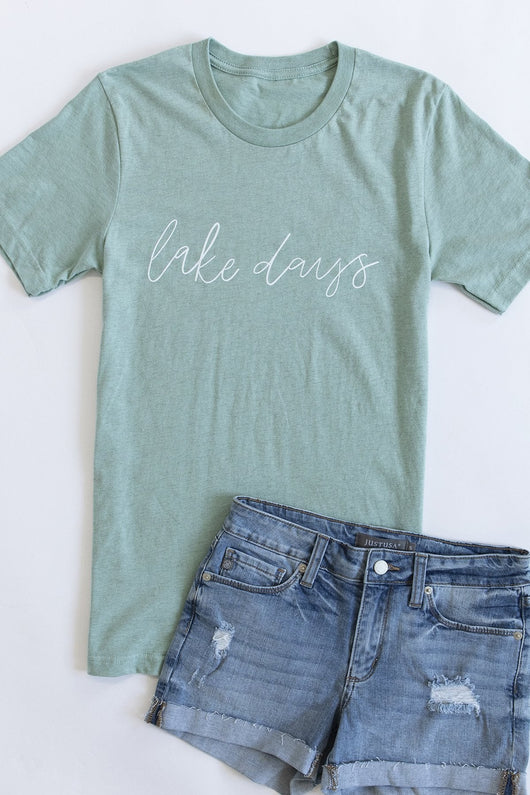 Lake Days Graphic Tee Heather Dusty Blue