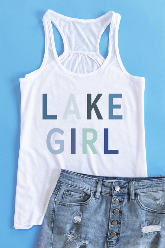 Lake Girl Graphic Tank White