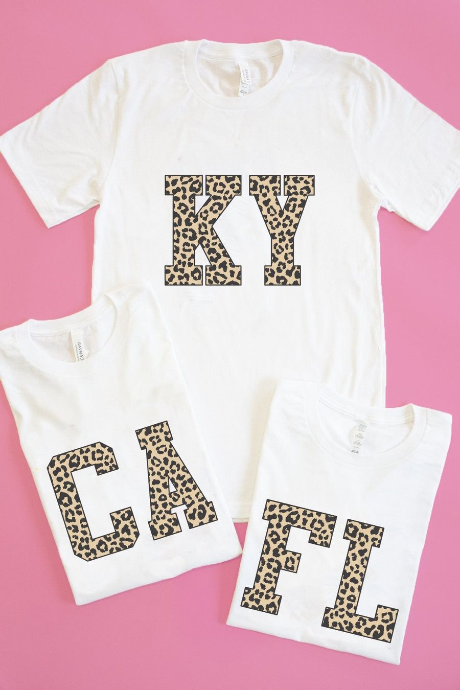 Leopard Printed State Letters Graphic Tee