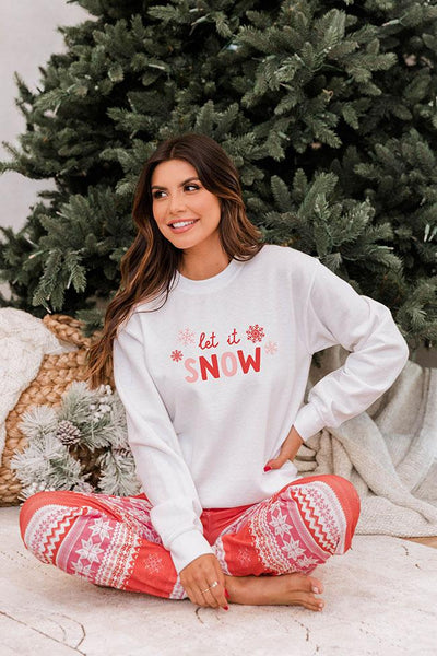 Let It Snow White Graphic Sweatshirt