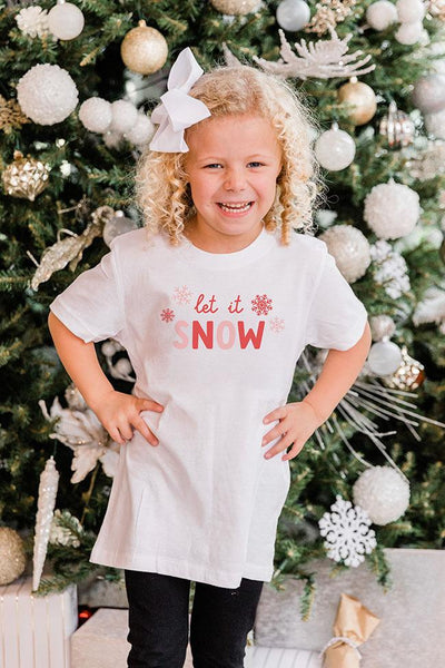 Kids Let It Snow White Graphic Tee