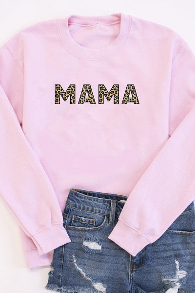 Mama Animal Print Sweatshirt Light Pink