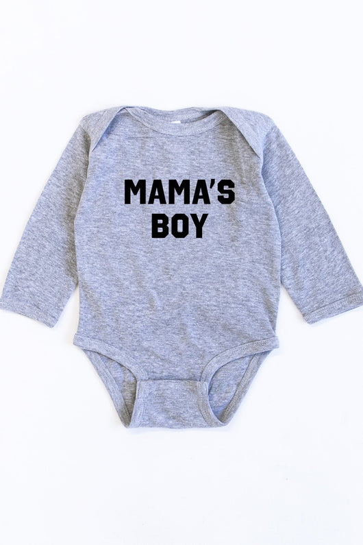 Mama's Boy Grey Graphic Onesie