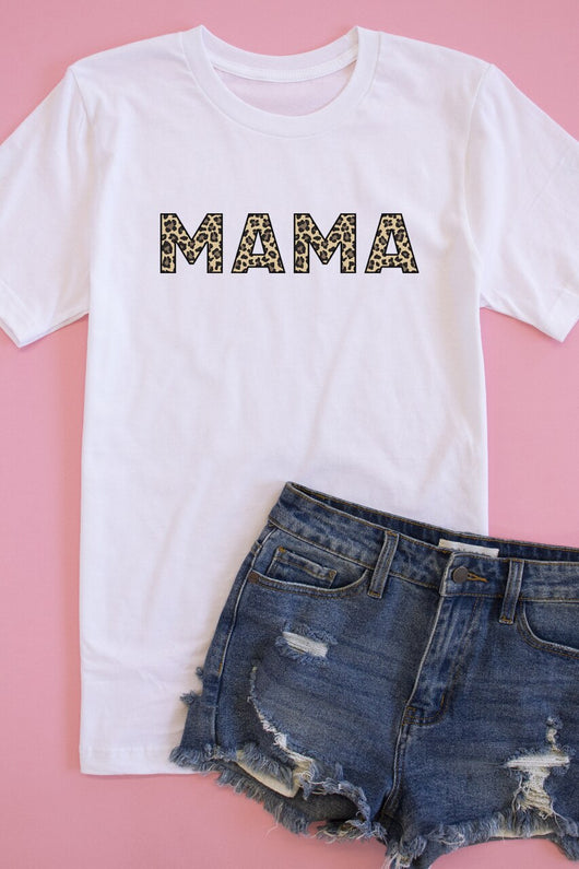 Mama Animal Print Tee White
