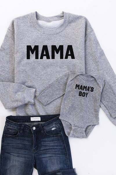 Mama's Boy Grey Graphic Onesie