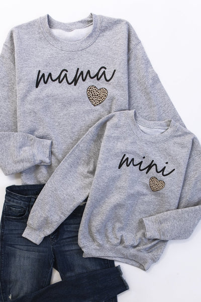 Mini Script Brown Animal Print Grey Graphic Kids Sweatshirt