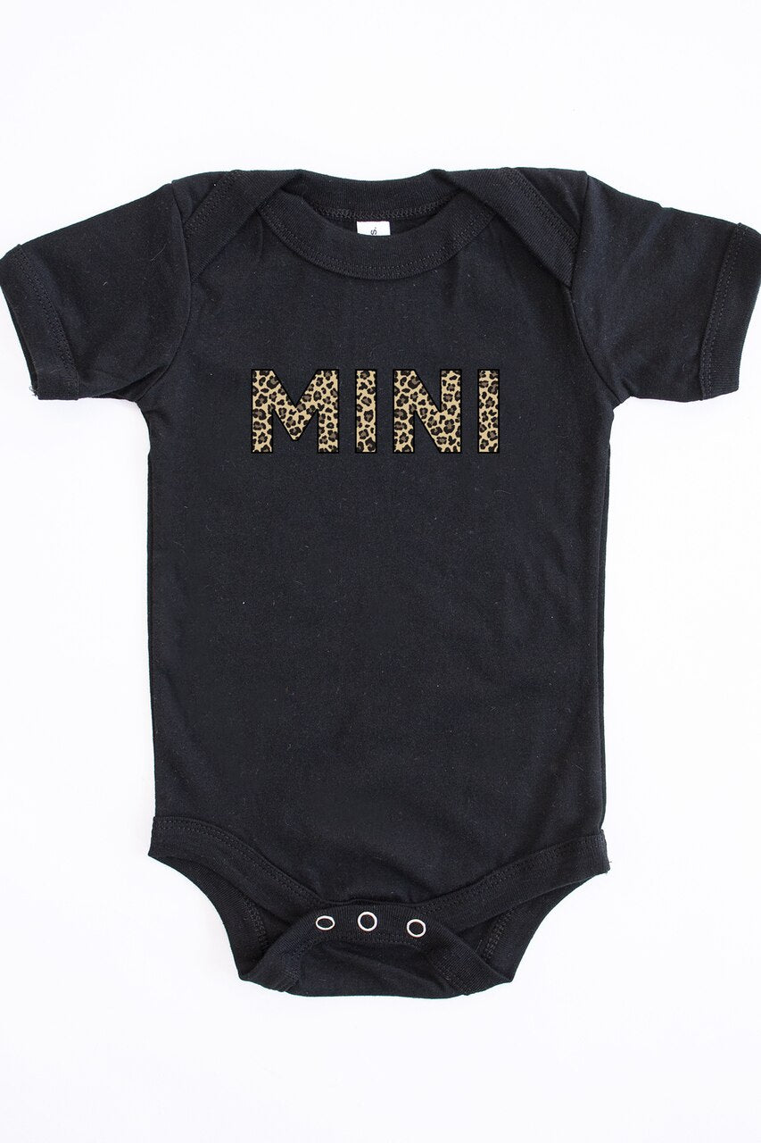 Mini Animal Print Onesie Black