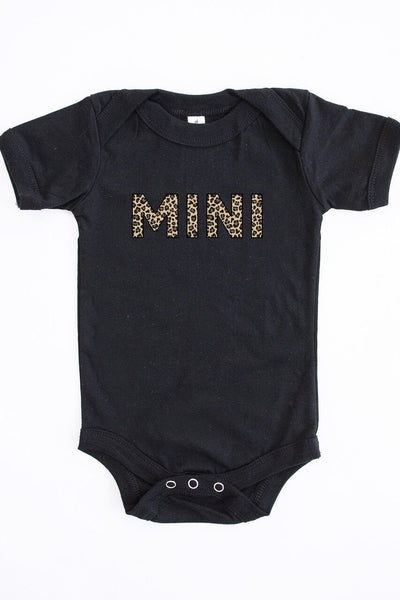 Mini Animal Print Onesie Black