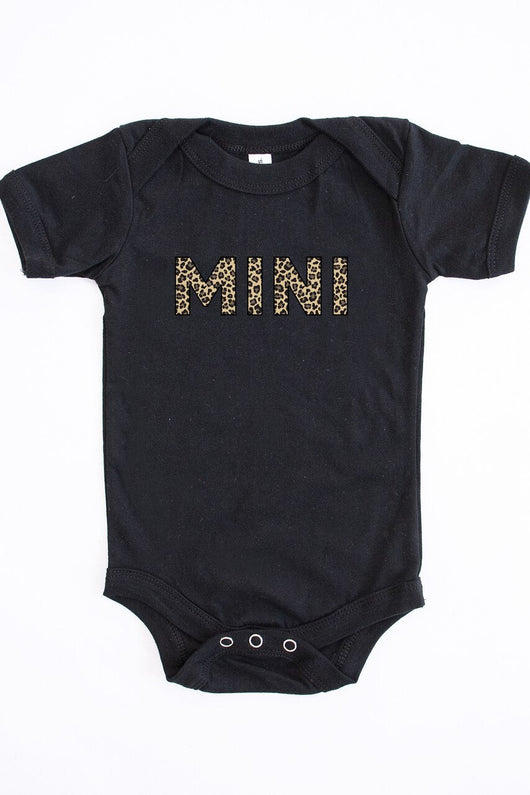 Mini Animal Print Onesie Black